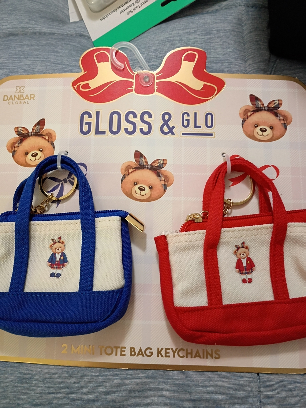 Mini Bag Keychain Charms  - Red & Blue (2-Pack)